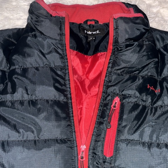 Hind Men’s Black & Red Full-Zip Puffer Jacket, Size Small - Picture 2 of 14